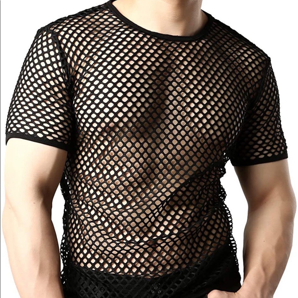 Men fishnet T-shirt